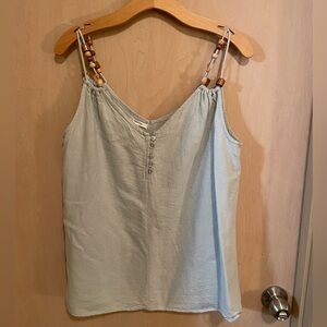Sea Foam Green Layering Tank with Beaded Straps